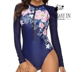 Runtlly Long Sleeve Rash Guard One Piece Swimsuit Size L